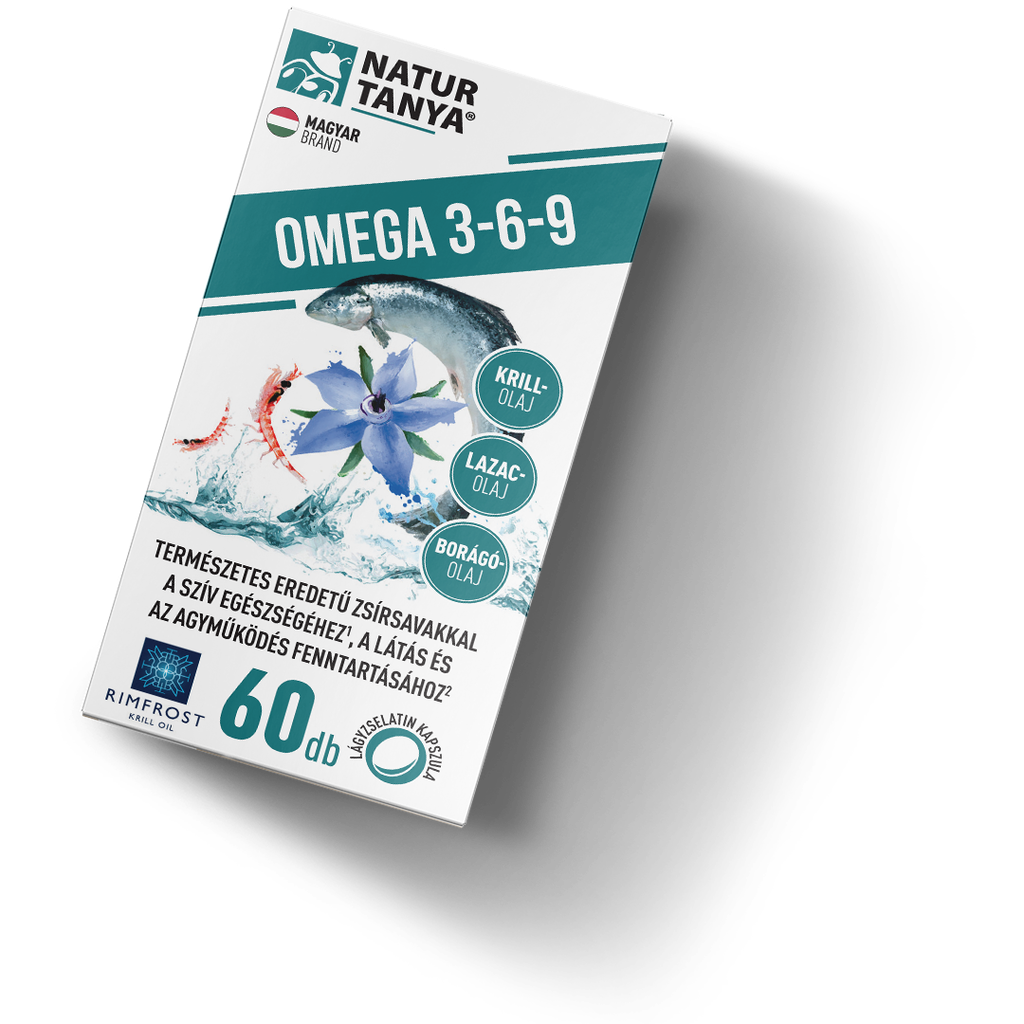 Natur Tanya® Omega 3-6-9 Zsírsavak 3 Féle Természetes Olajforrásból, Standardizált Lazac-, Borágó