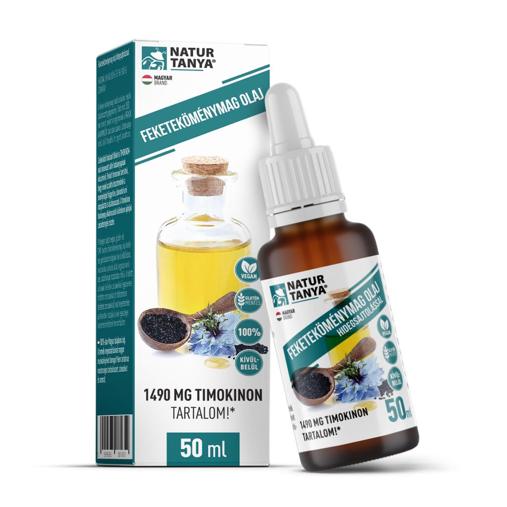 Natur Tanya® 100% Feketeköménymag Olaj, Igazolt 1490 Mg Timokinon Tartalommal, Külsőleg, Belsőleg 50 Ml
