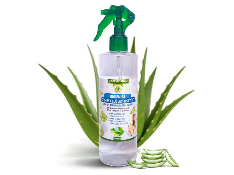 [Tany-10789] Natur Tanya® Higiéniás Kéz-, És Felülettisztító Spray, 72%-os Alkoholtartalommal 400ml 