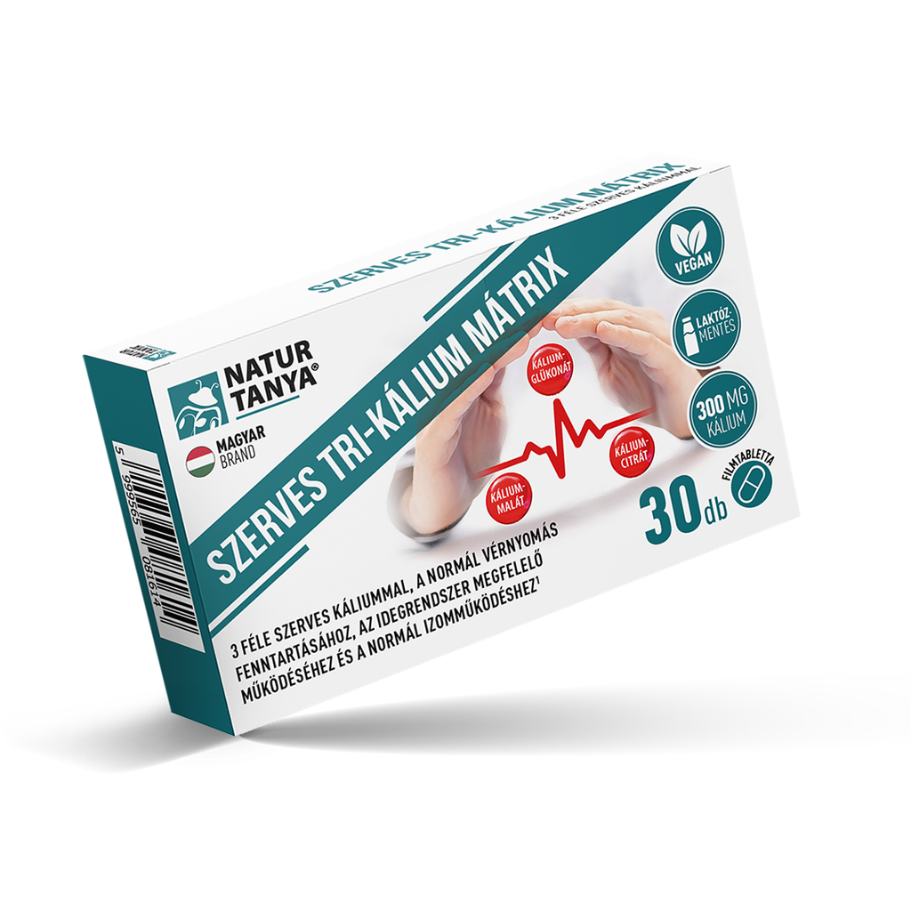 [Tany-10887] Natur Tanya® Szerves Tri-kálium Mátrix. 3 Féle Szerves Káliummal A Normál Vérnyomás És Izomműködés Fenntartásához, Az Idegrendszer Megfelelő Működéséhez