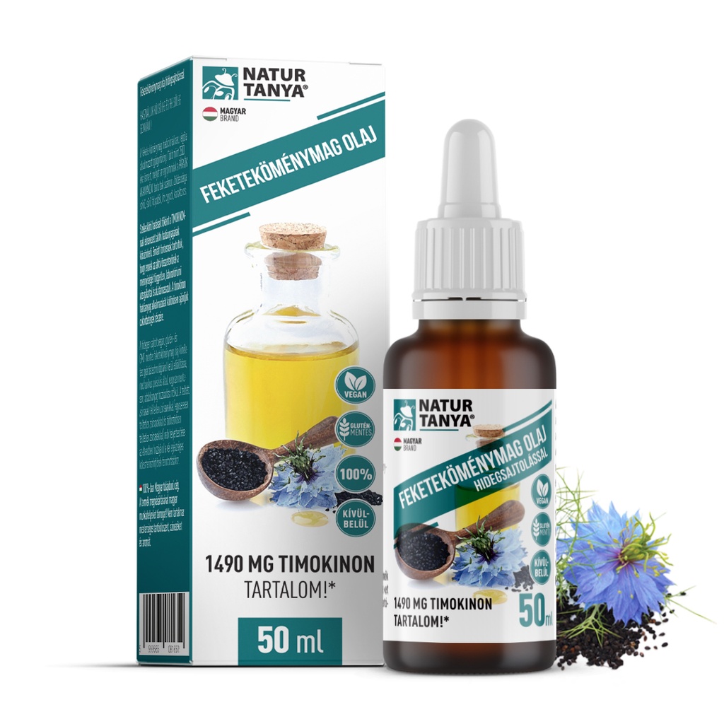 [Tany-11096] Natur Tanya® 100% Feketeköménymag Olaj, Igazolt 1490 Mg Timokinon Tartalommal, Külsőleg, Belsőleg 50 Ml